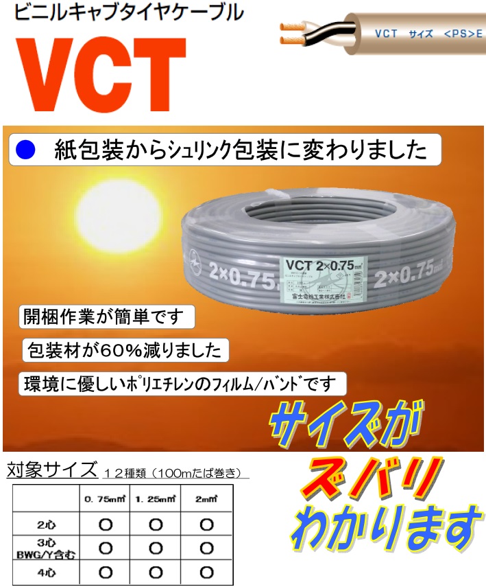 画像1: VCT 0.75SQ×3C　シュリンク包装